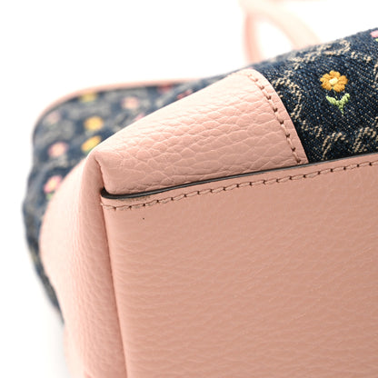 Gucci New Denim Dollar Calfskin Floral GG Monogram Medium Ophidia Shopping Tote Blue Tea Multicolor Powder Pink 11 of 13