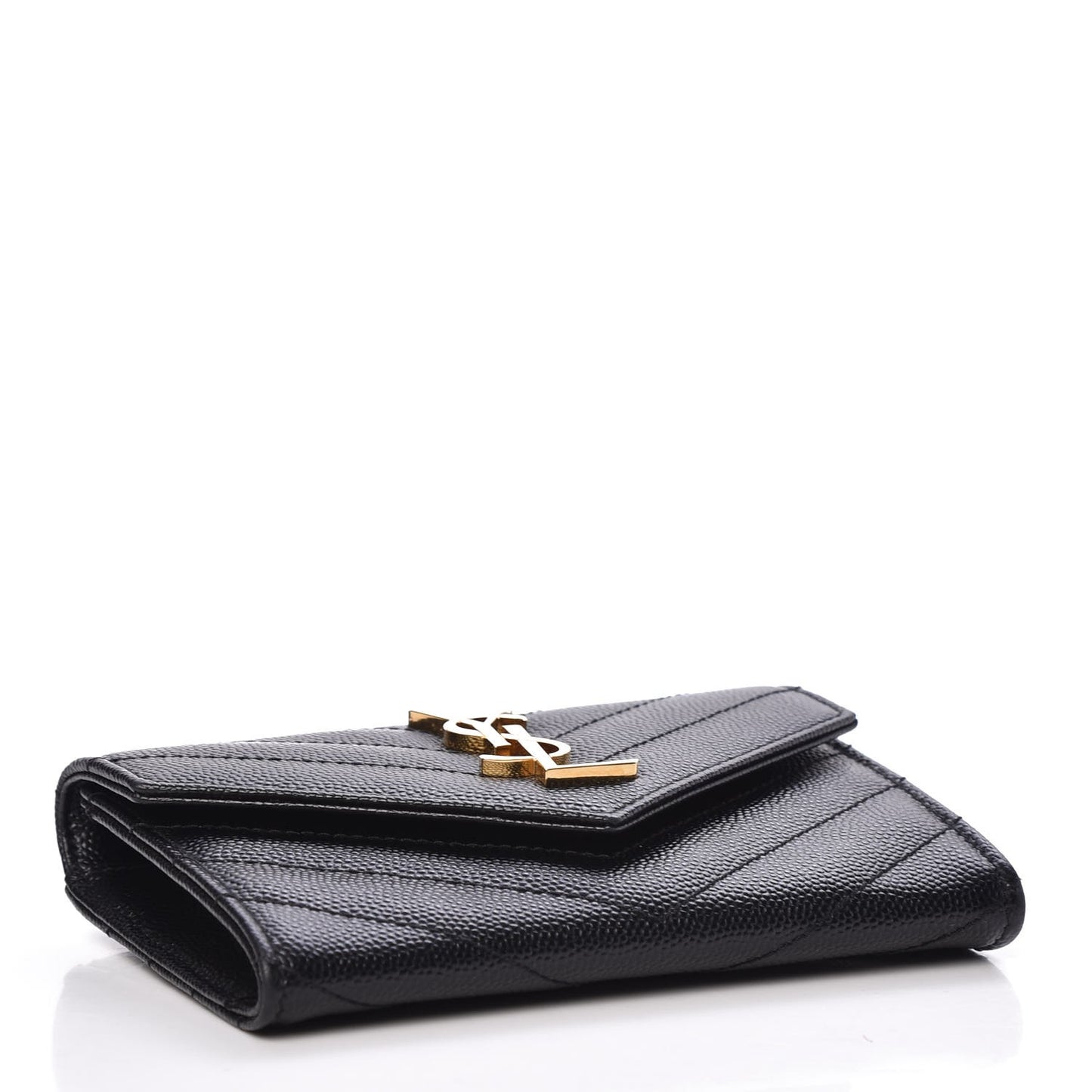 Grain De Poudre Matelasse Chevron Small Monogram Envelope Wallet Black