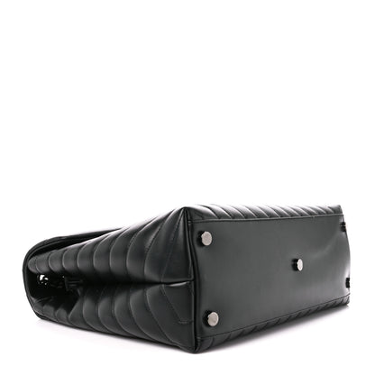 Saint Laurent Calfskin Y Quilted Monogram Monochrome Large Loulou Chain Satchel Black 4 of 12