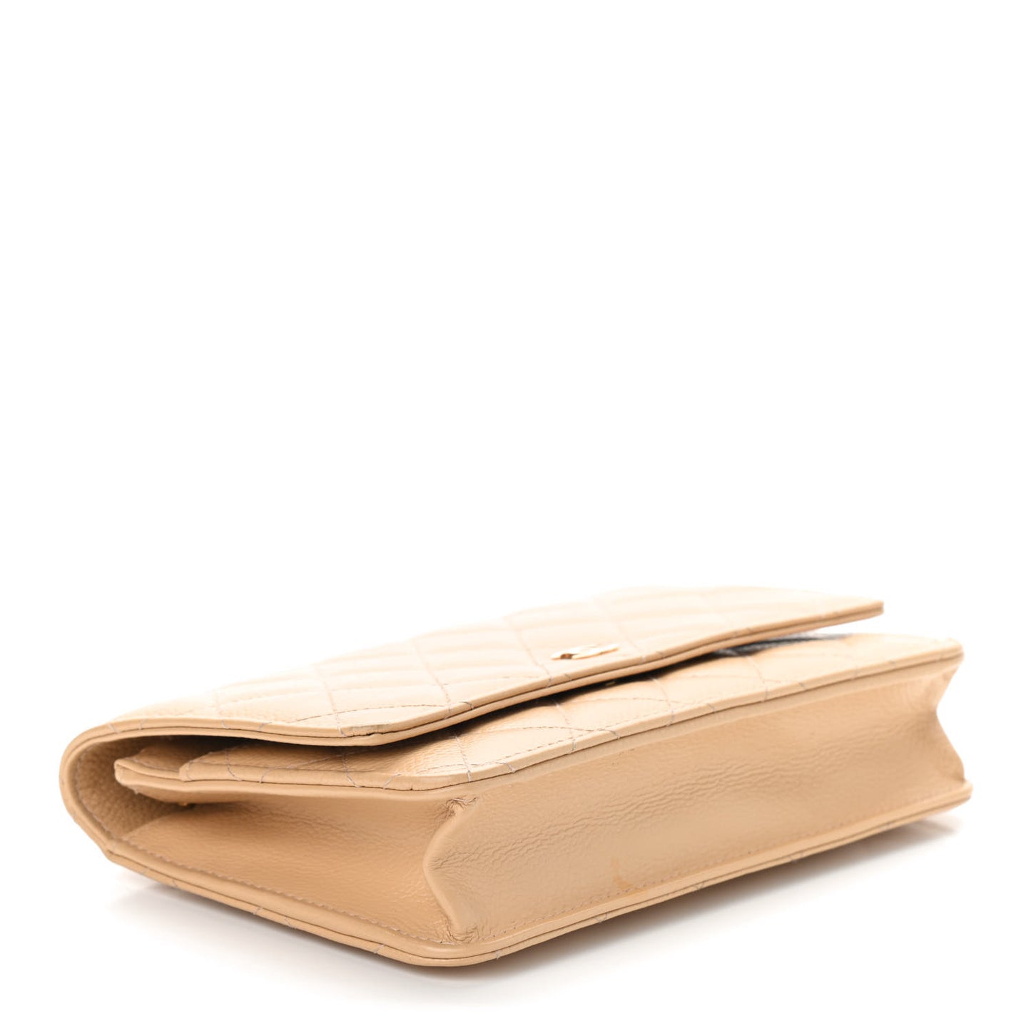 Caviar Quilted Wallet On Chain WOC Beige