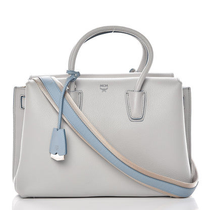 MCM Grained Calfskin Medium Milla Tote Whisper Grey 1 of 14