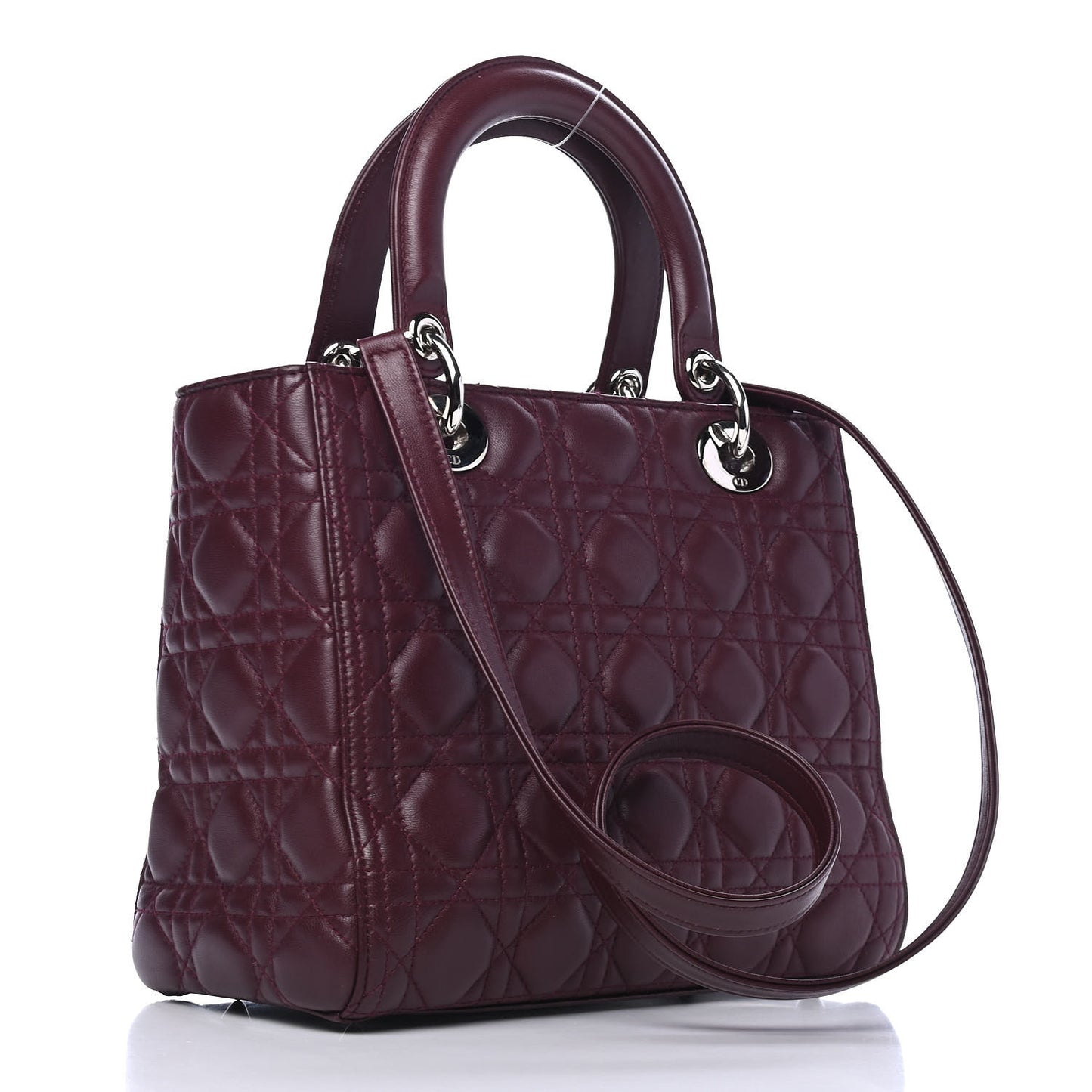 Lambskin Cannage Medium Lady Dior Burgundy