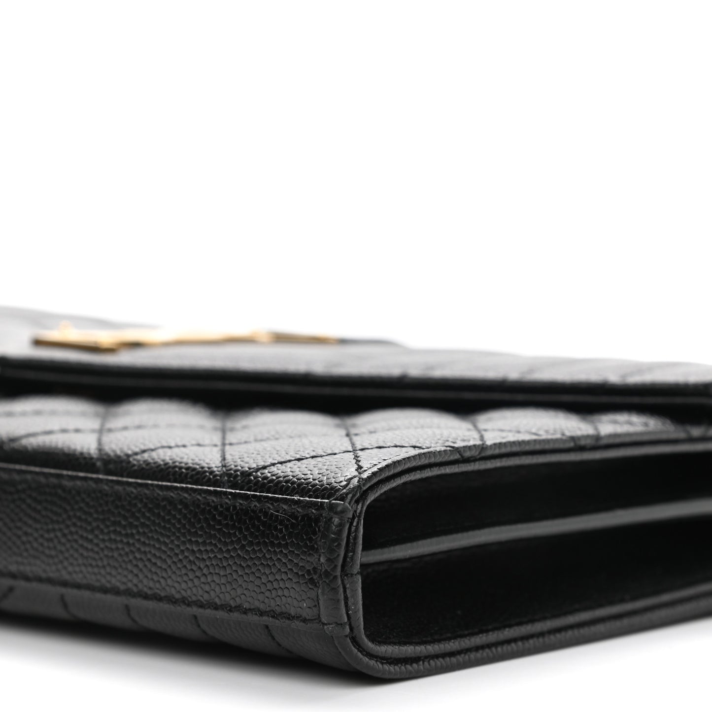 Grain De Poudre Mixed Matelasse Triquilt Monogram Chain Wallet Black