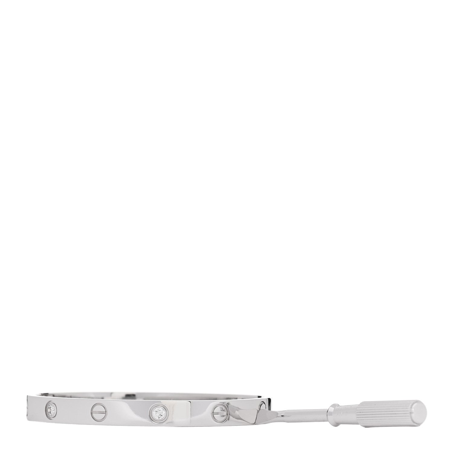Cartier 18K White Gold 4 Diamond Love Bracelet 17 7 of 8