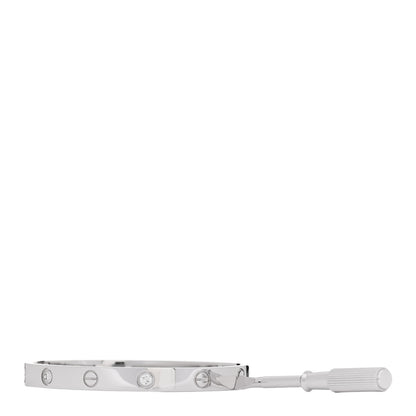 Cartier 18K White Gold 4 Diamond Love Bracelet 17 7 of 8