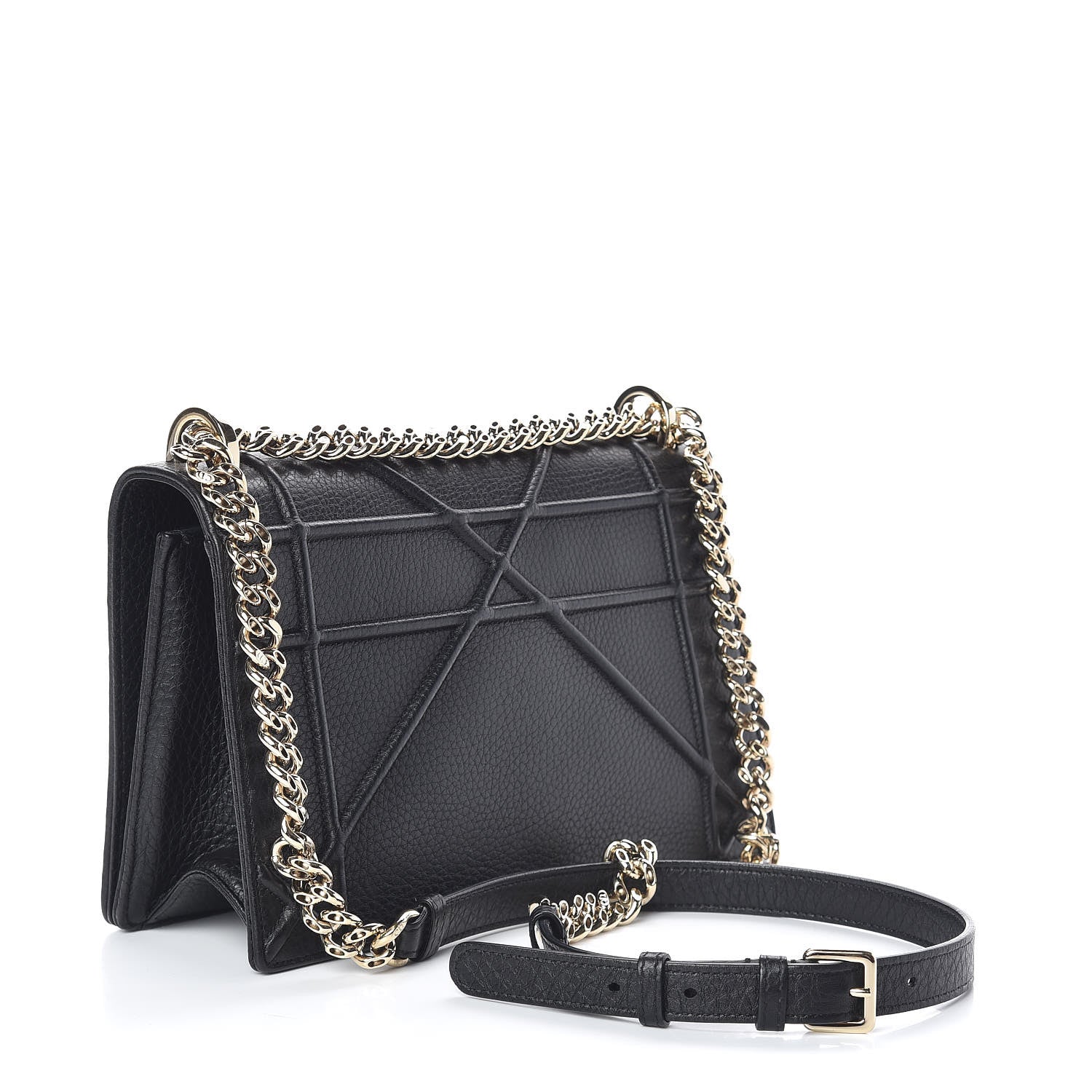 Christian Dior Grained Calfskin Medium Diorama Flap Bag Black 3 of 14