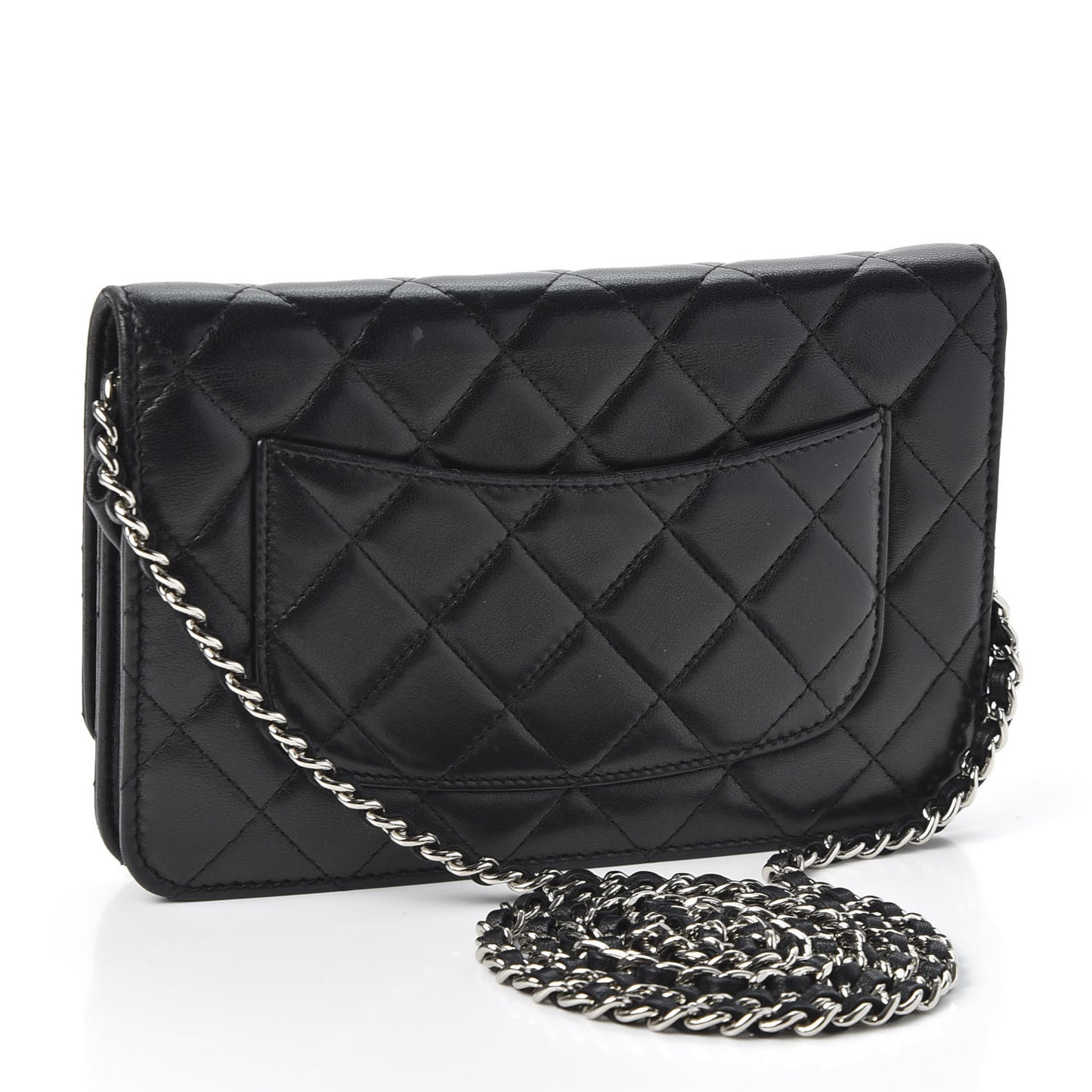 Lambskin Quilted Wallet On Chain WOC Black