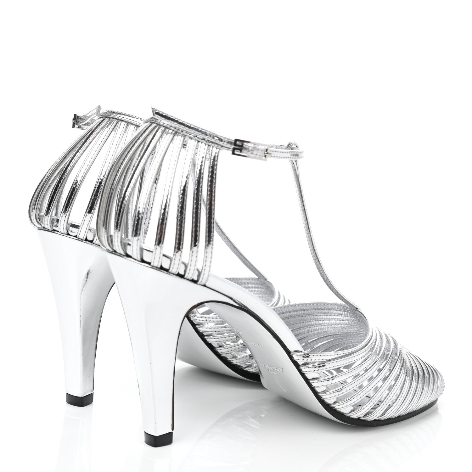 Givenchy Metallic Calfskin Look Book Cage Sandals 38 Silver 4 of 9