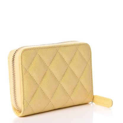 Chanel Caviar Quilted Zip Coin Purse Yellow 3 of 7