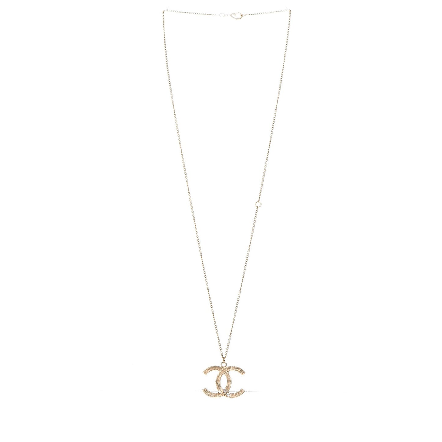 Pearl Crystal Leaf CC Necklace Gold
