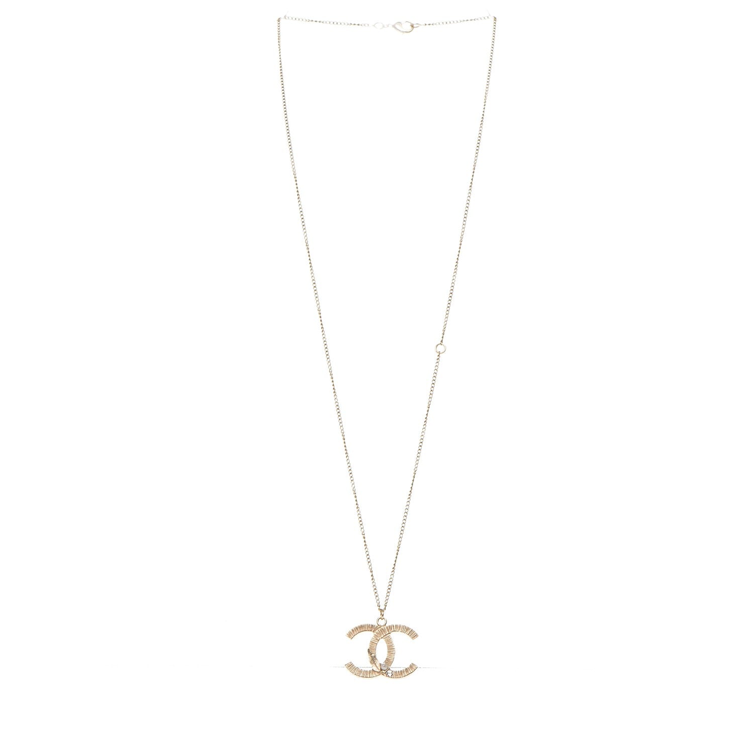 Chanel Pearl Crystal Leaf CC Necklace Gold 3 of 5