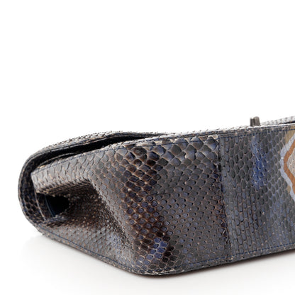 Chanel Metallic Snakeskin Jumbo Double Flap Blue 9 of 10
