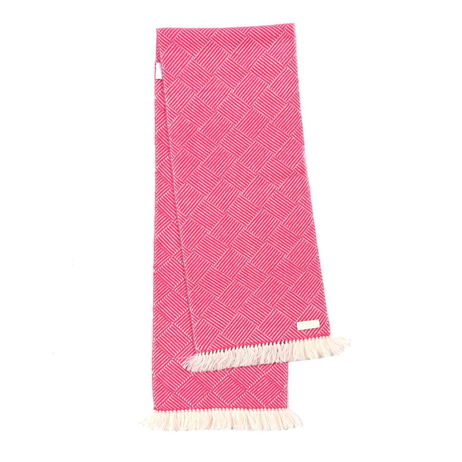 Hermes Cashmere Tile Weave Muffler Magenta Ecru 2 of 4