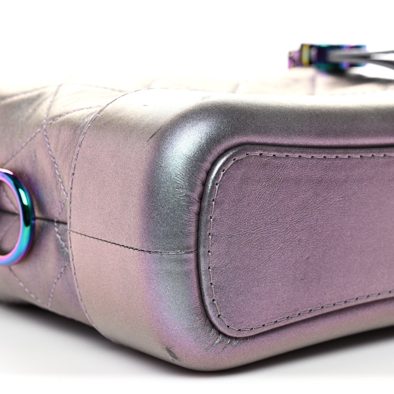 Chanel Iridescent Lambskin Calfskin Quilted Small Gabrielle Hobo Light Purple 10 of 13