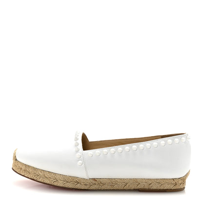 Christian Louboutin Calfskin Spikes Ares Flat Espadrilles 38 White 1 of 9