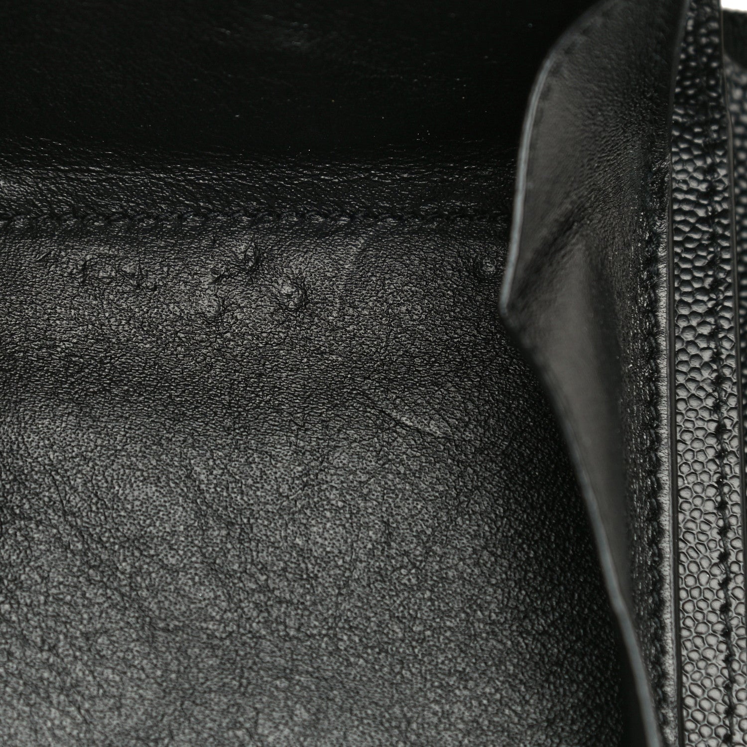 Saint Laurent Grain De Poudre Matelasse Chevron Monogram Compact Zip Around Wallet Black 12 of 21
