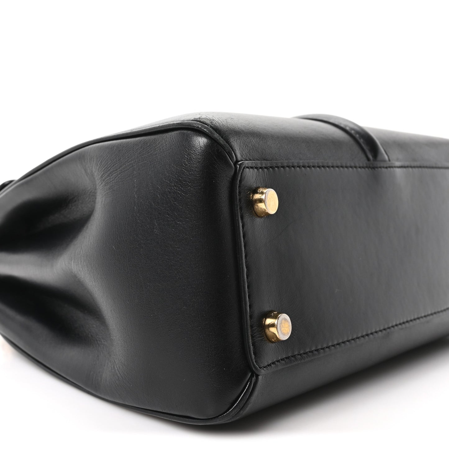 Satinated Calfskin Small 16 Top Handle Bag Black
