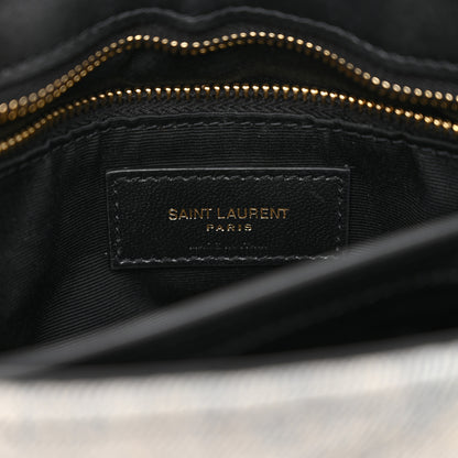 Saint Laurent Denim Y Quilted Monogram Toy Loulou Crossbody Bag Grey 6 of 10