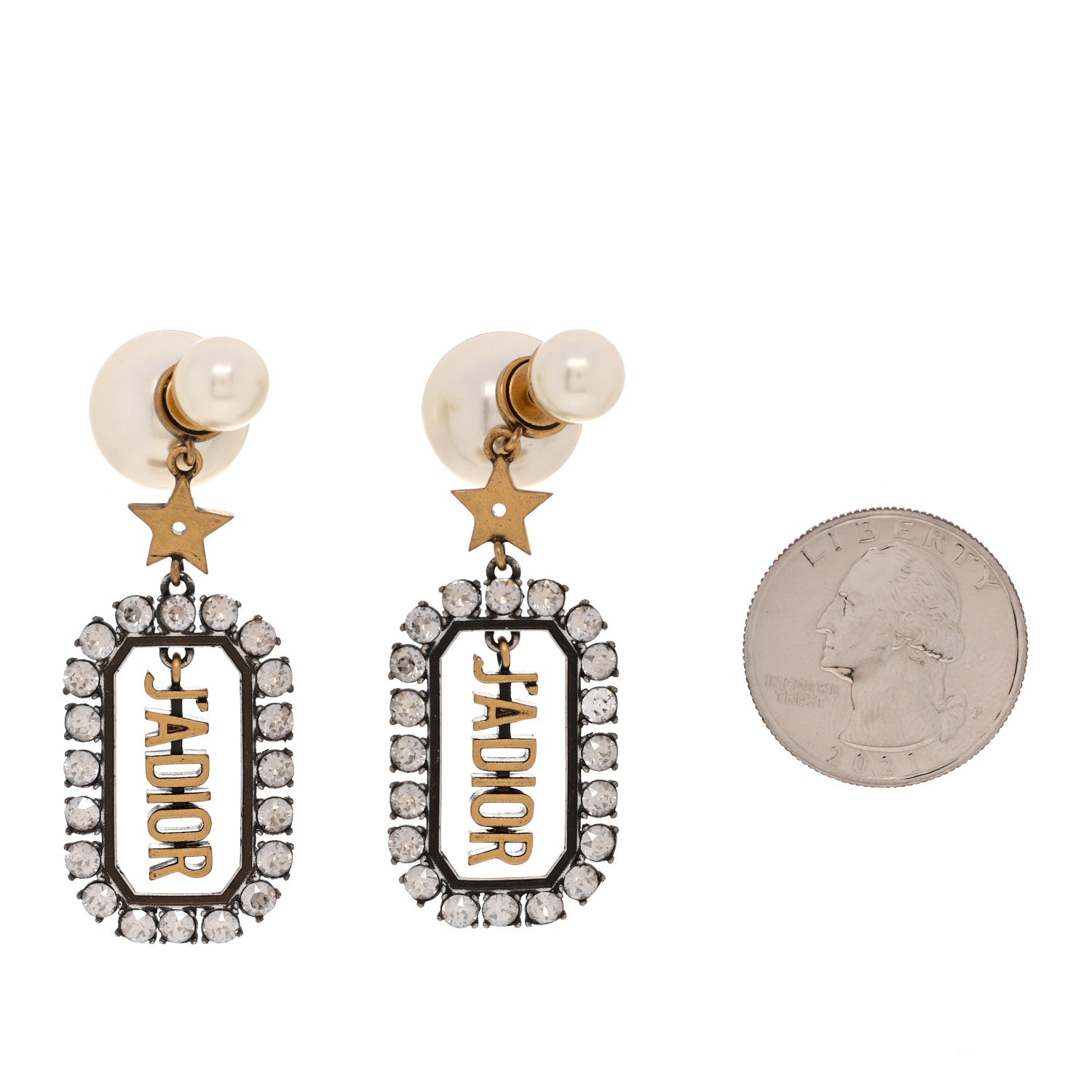 【ChristianDior】ピアス Tribales Christian Dior Pearl Crystal J'Adior Rectangle Tribales Earrings