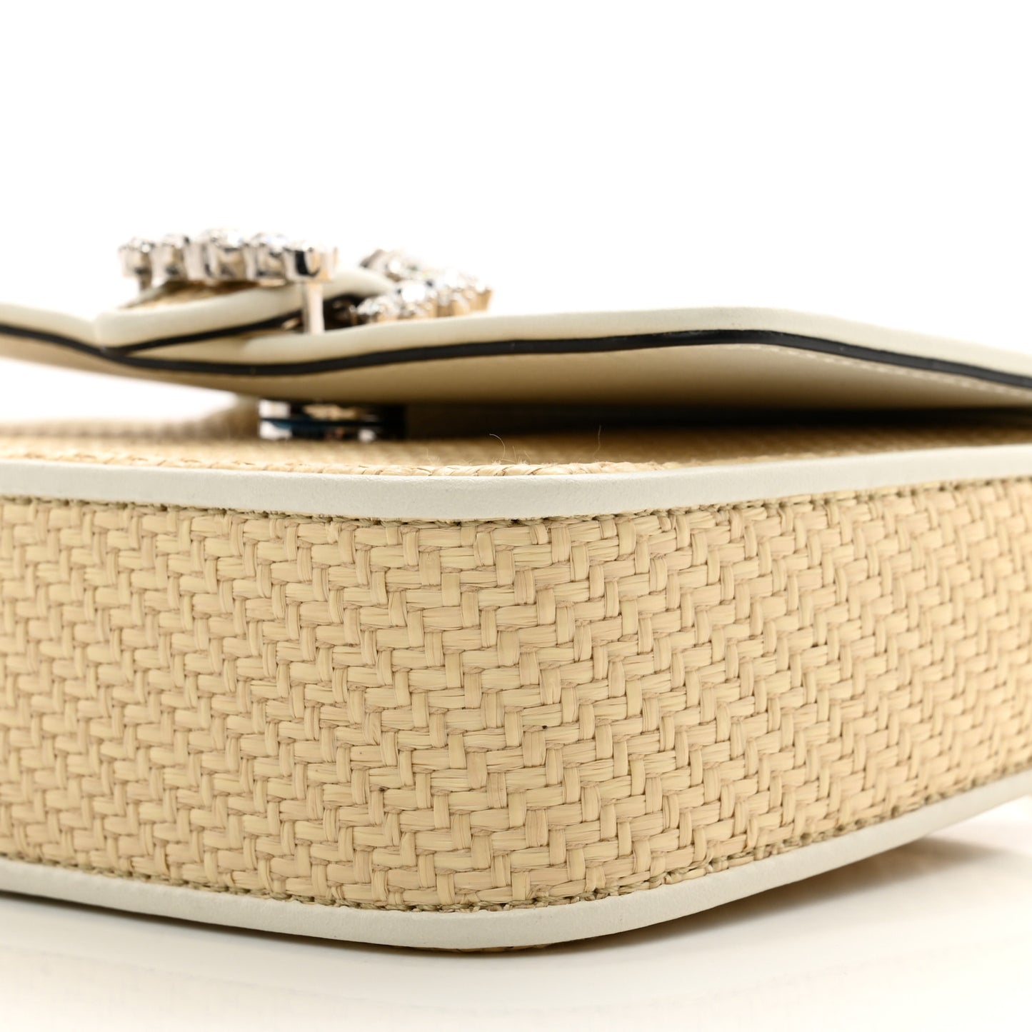 Raffia Crystal Cheri Satchel Crossbody Natural Milk