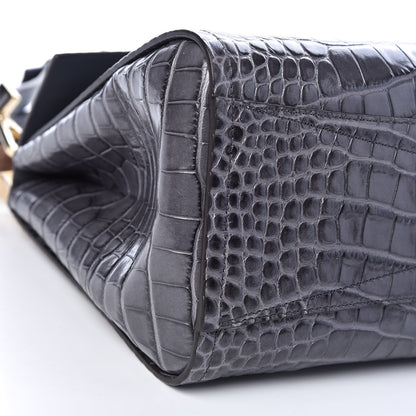 Givenchy Calfskin Crocodile Embossed Small Mystic Shoulder Bag Storm Grey 8 of 9