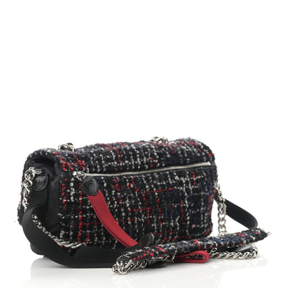 Chanel Tweed Nylon Quilted Small Astronaut Essentials Flap Black Red 3 of 10