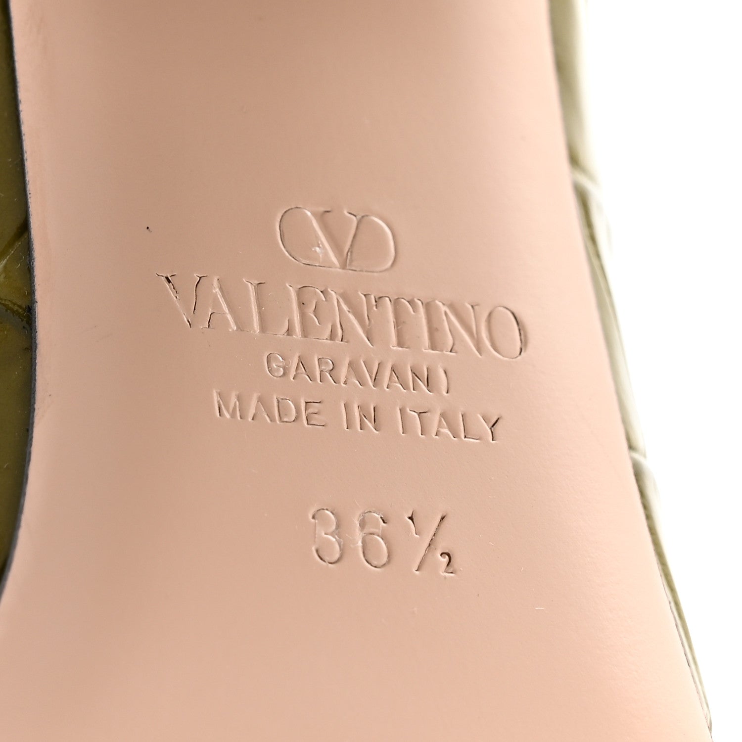 Valentino Garavani Calfskin Printed Crocodile Effect VLogo Signature 95mm Slide Sandals 36.5 Green 7 of 10
