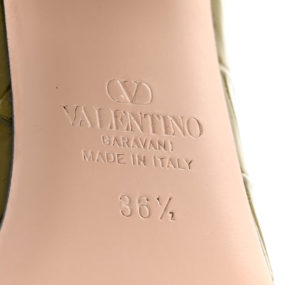 Valentino Garavani Calfskin Printed Crocodile Effect VLogo Signature 95mm Slide Sandals 36.5 Green 7 of 10