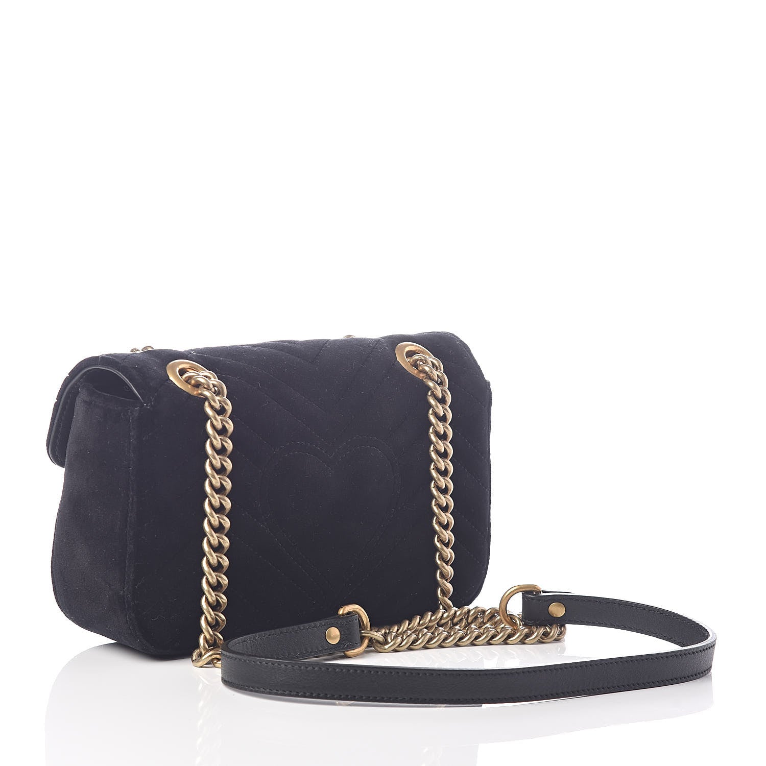 Gucci Velvet Matelasse Mini GG Marmont Shoulder Bag Black 3 of 10