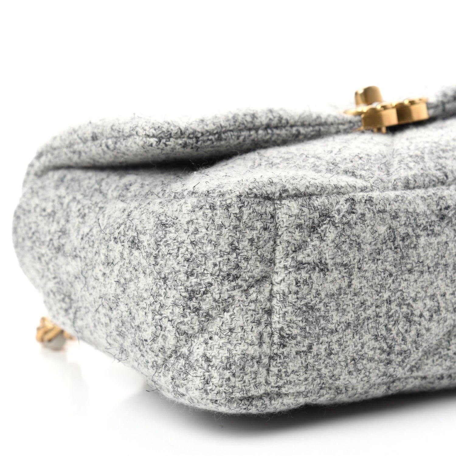 Chanel Tweed Quilted Medium Chanel 19 Flap Grey Ecru 8 of 11