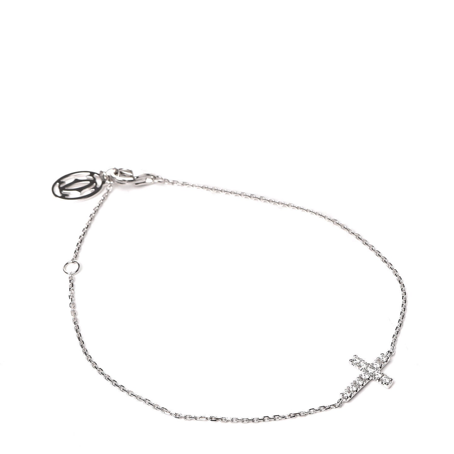 18K White Gold Diamond Symbols Cross Bracelet