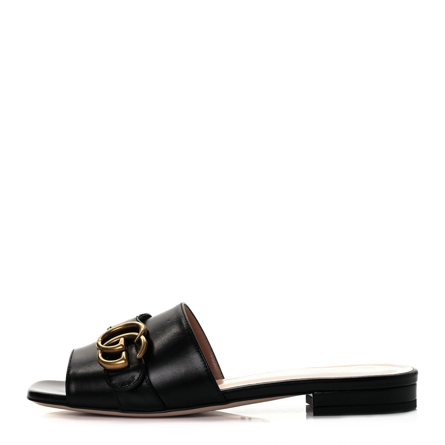 Malaga Kid GG Marmont Flat Slide Sandals 36 Black