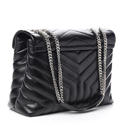 Saint Laurent Calfskin Y Quilted Monogram Medium Loulou Chain Satchel Black 3 of 12