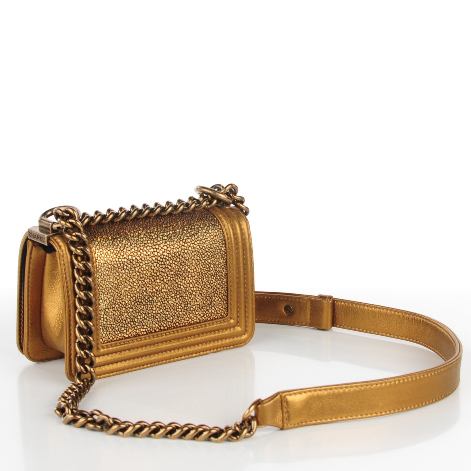 Chanel Galuchat Stingray Mini Boy Flap Gold 3 of 7