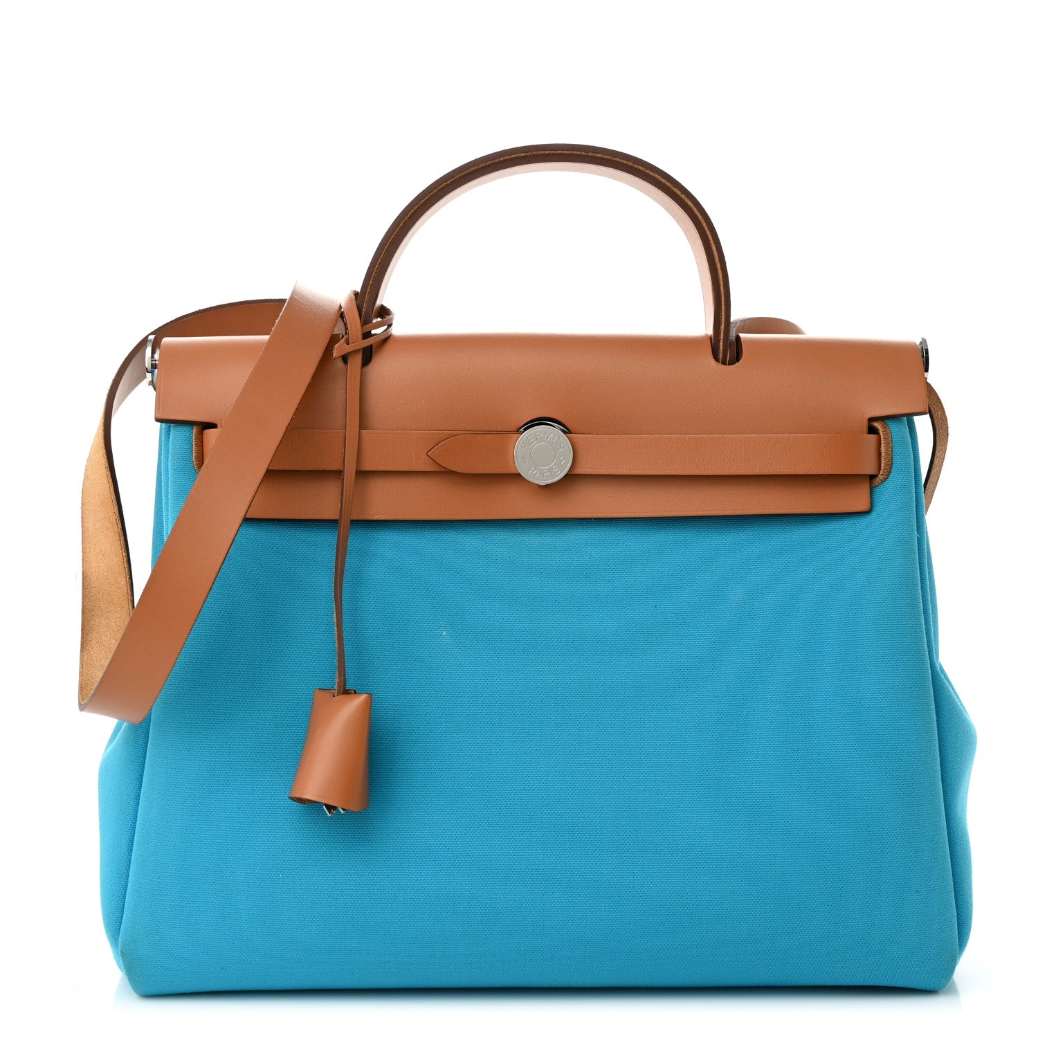 Hermes Toile Officier Vache Hunter Verso Herbag Zip Retourne PM 31 Bleu Azteque Menthe 3 of 15