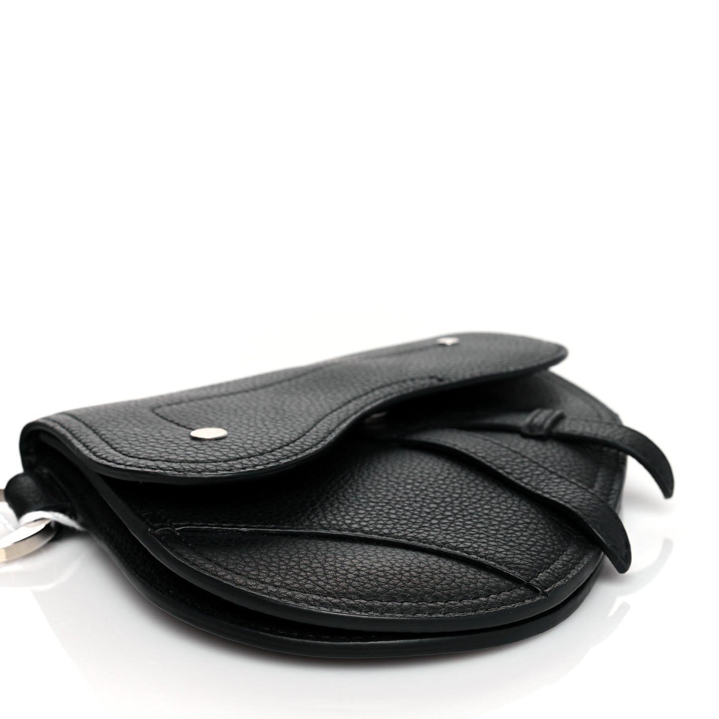 Grained Calfskin Saddle Pouch Belt Bag Black