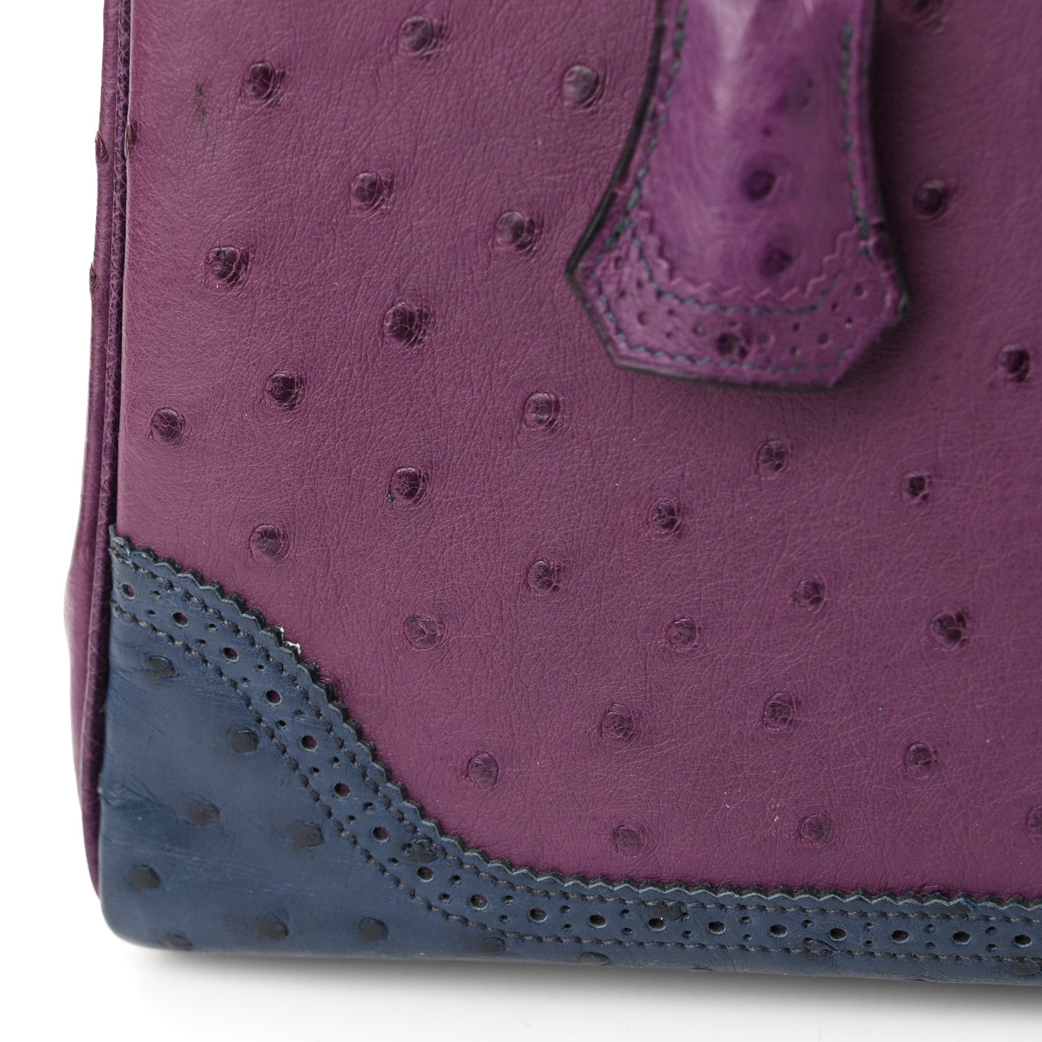 Hermes Ostrich Ghillies Kelly Retourne 32 Violine Bleu De Malte Marron 12 of 12
