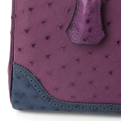 Hermes Ostrich Ghillies Kelly Retourne 32 Violine Bleu De Malte Marron 12 of 12