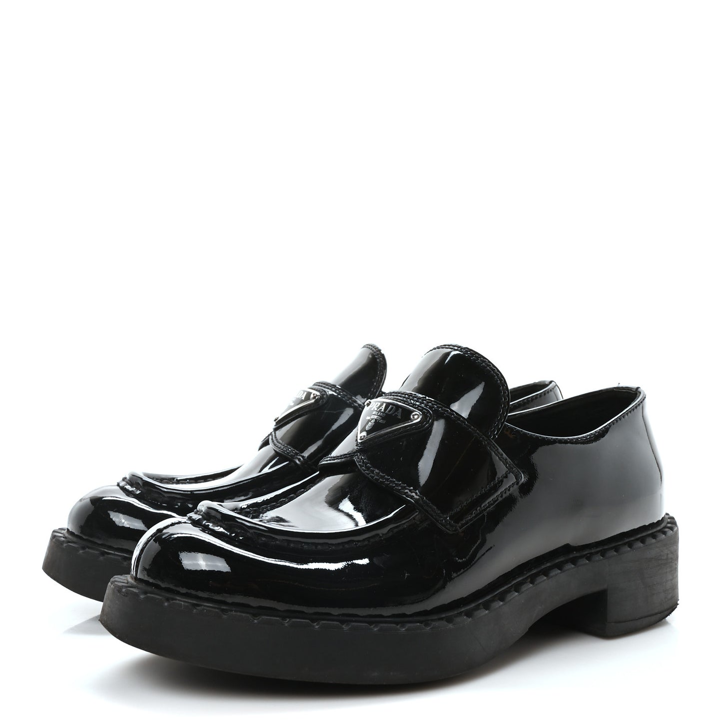 Spazzolato Metal Triangle Logo 50mm Loafers 36 Black