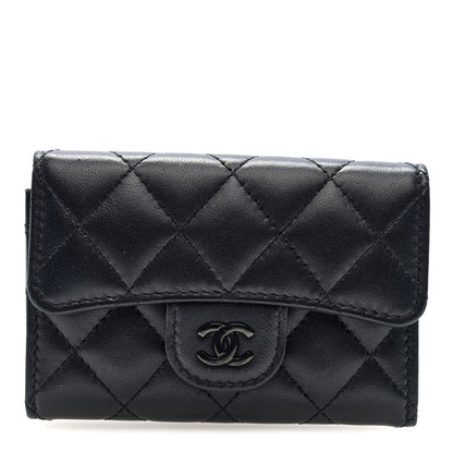 Chanel Lambskin Quilted Flap Card Holder Wallet So Black 1 of 7