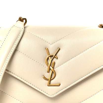 Saint Laurent Lambskin Chevron Quilted Mini LouLou Crema Soft 12 of 14
