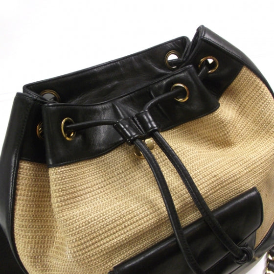 Leather Straw Backpack