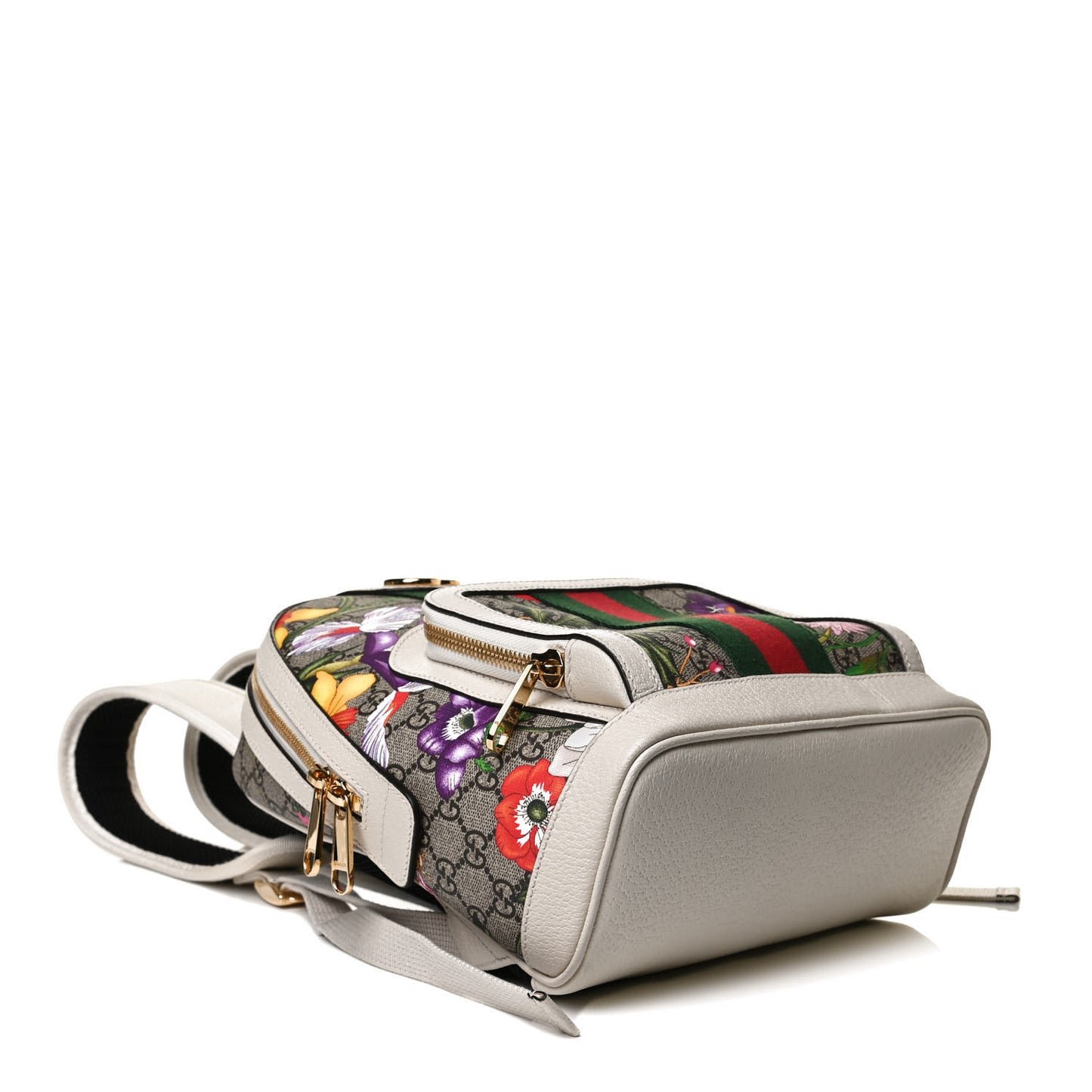 GG Supreme Monogram Flora Web Small Ophidia Day Backpack White