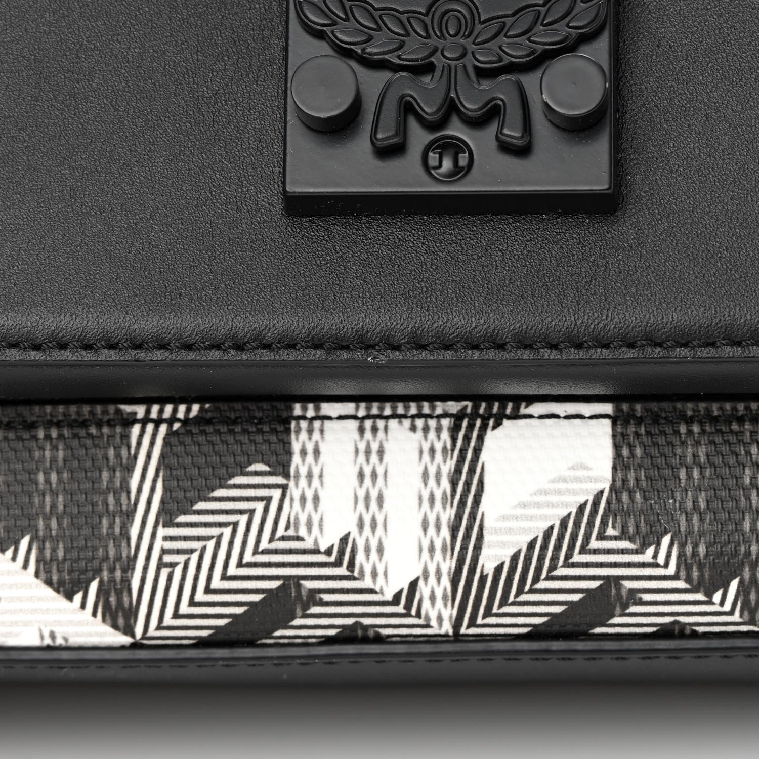 MCM Canvas Nappa Cubic Monogram Millie Crossbody Black White 11 of 13