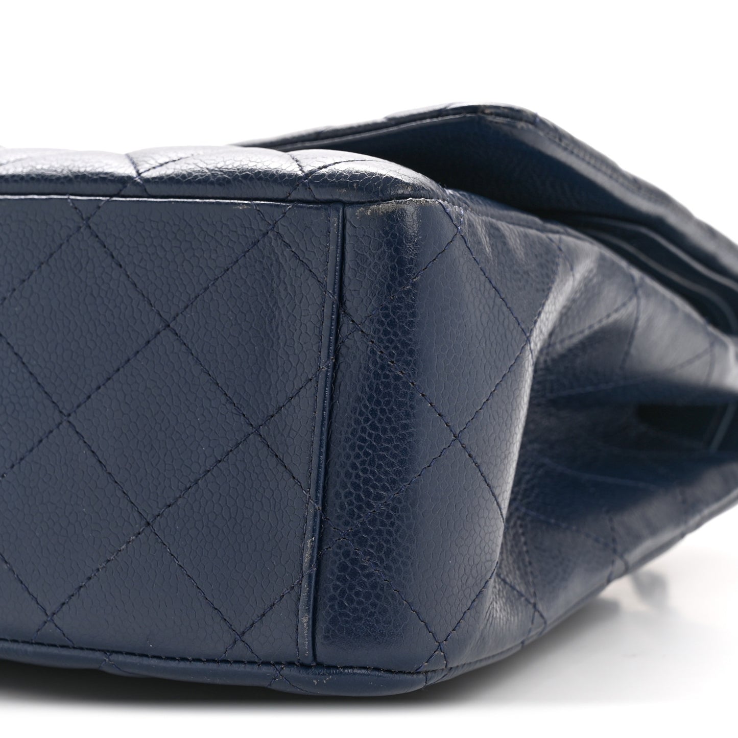 Caviar Quilted Maxi Double Flap Navy Blue