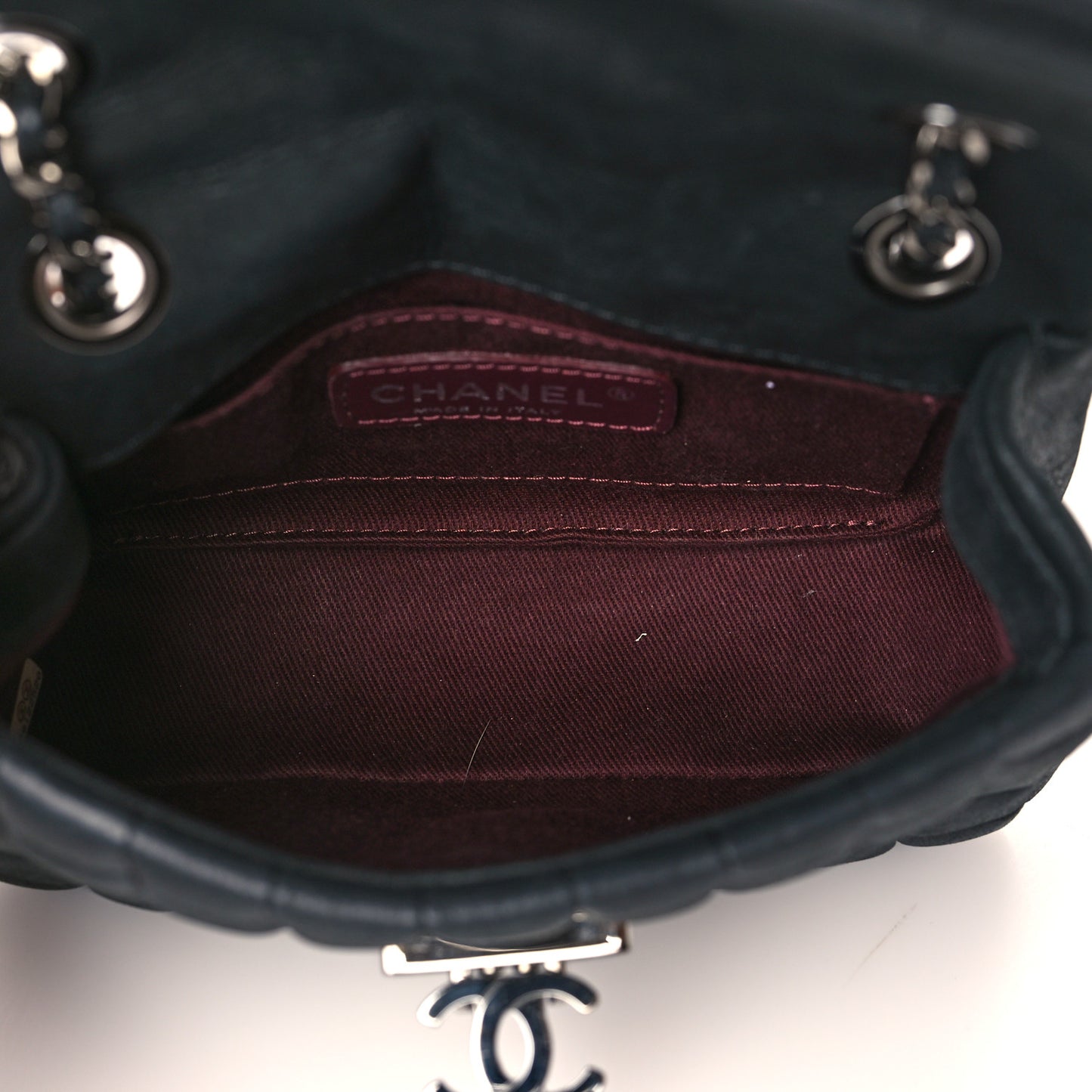Iridescent Calfskin Square Quilted Mini Flap Black