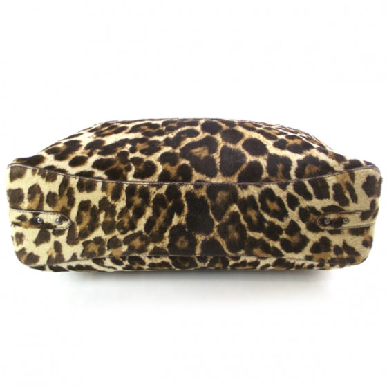 Calf Hair Leopard Print Shoulder Bag