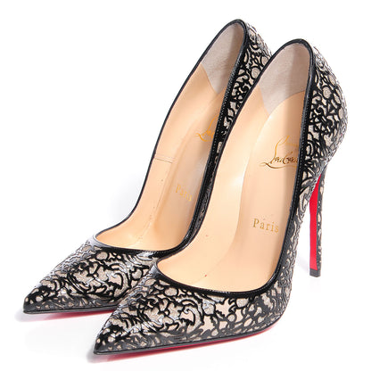 Christian Louboutin Patent Lace Glitter So Pretty 120 Pumps 36.5 Black 3 of 6