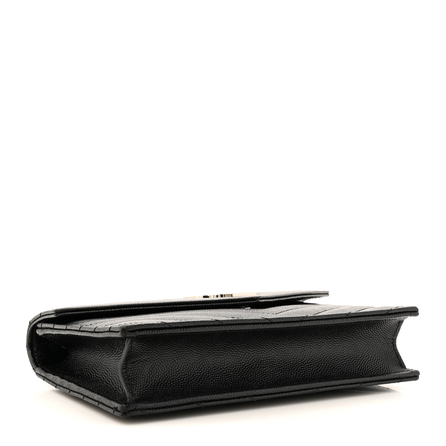Saint Laurent Grain De Poudre Matelasse Chevron Monogram Envelope Chain Wallet Black 4 of 16