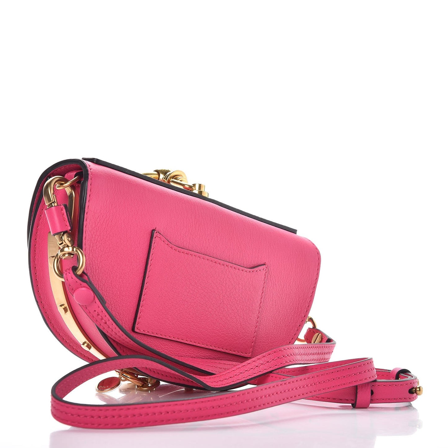 Calfskin Small Nile Bracelet Minaudiere Bag Fuchsia Rose